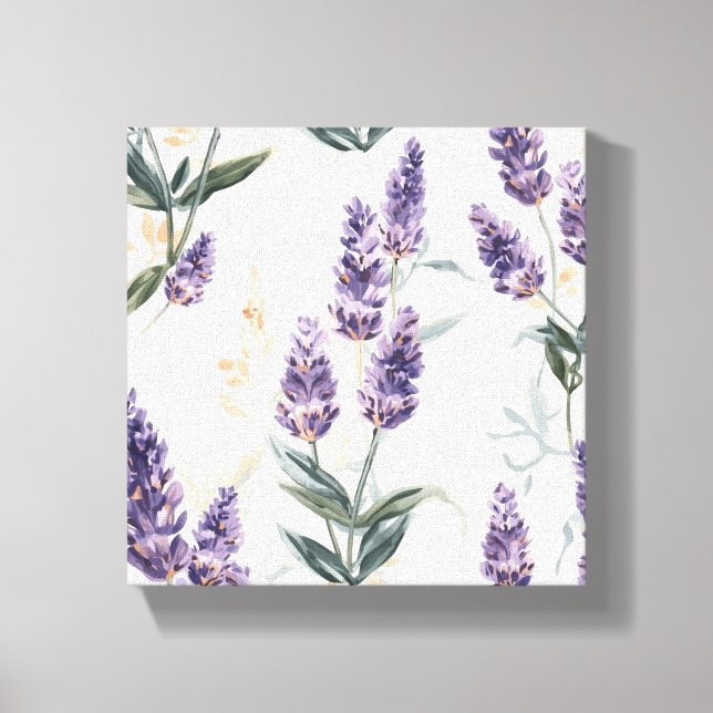 Toile Bouquets de Lavande Aquarelle Botanique Fleur Viol (Recto)