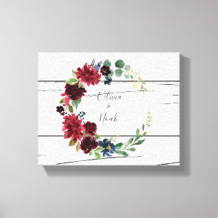 Toile Bourgogne Floral Élégant Noms Rustiques Gardiens