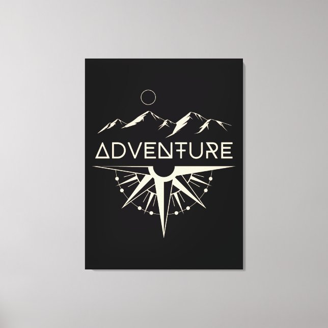 Toile Boussole d'aventure Montagnes (Recto)