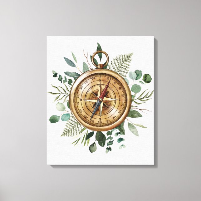 Toile Boussole de feuillage à l'aquarelle  (Recto)