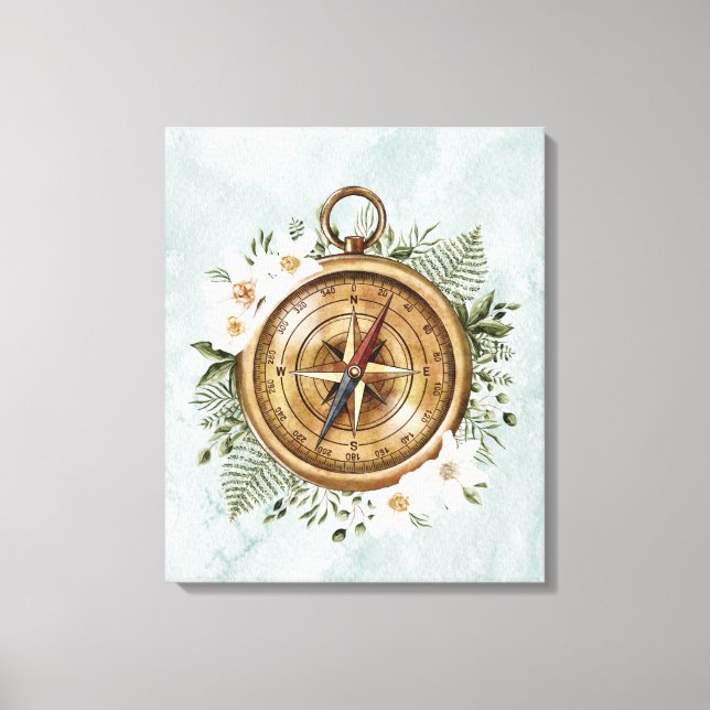 Toile Boussole Florale Aquarelle (Recto)