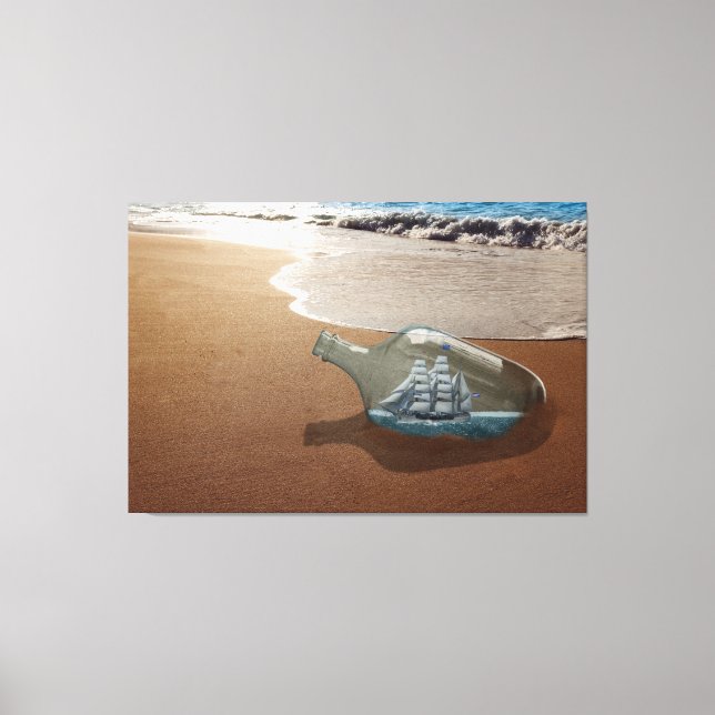 TOILE BOUTEILLE DE NAVIRE BEACH OCEAN STRETCHÉ CANVAS AR (Recto)