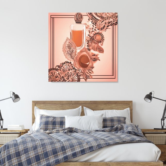 Toile Bouteille de parfum vintage art AI pêche  (Insitu(Chambre))