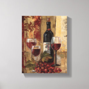Toile Bouteille de vin et verres de vin