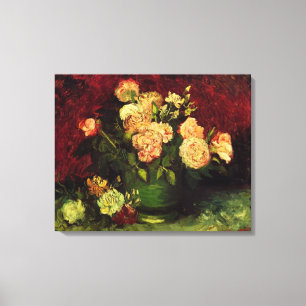 Toile Bowl of Peonies et Rose, Vincent van Gogh.