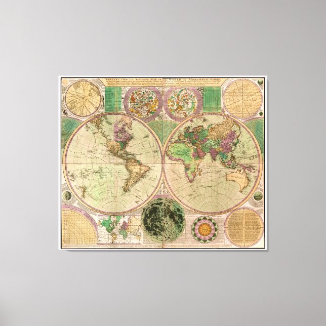 Toile BOWLES Nouvelle et exacte carte du monde en compos (Recto)