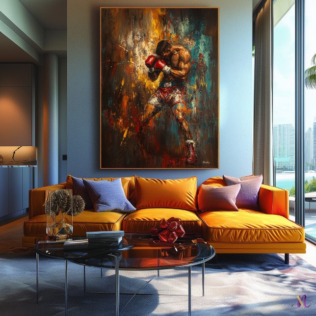Toile Boxer Abstrait en action - Puissant art sportif (Créateur téléchargé)