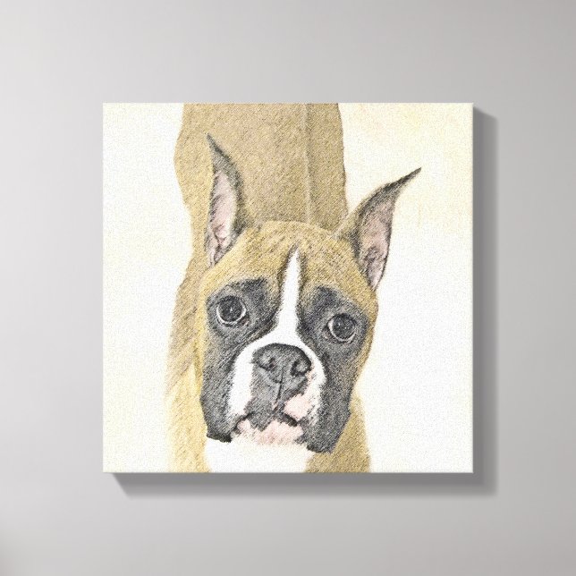Toile Boxer Peinture - Cute Original Chien Art (Recto)