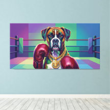 Boxeur de chien moderne en art pop athlète