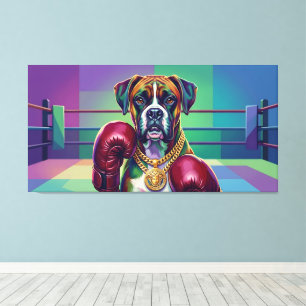 Toile Boxeur de chien moderne en art pop athlète