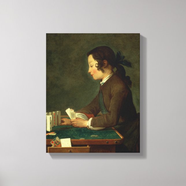 Toile Boy Building a Castle of Cards (huile sur toile) (Recto)