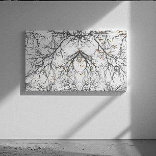 Toile Braches foncées et arbres aux oiseaux dorés