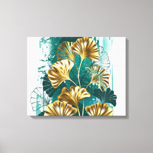 Toile Branche avec Feuilles d'or Ginko Biloba