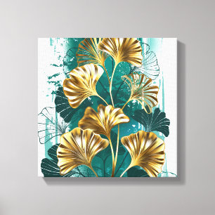 Toile Branche avec Feuilles d'or Ginko Biloba