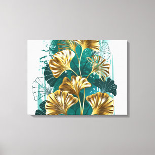 Toile Branche avec Feuilles d'or Ginko Biloba
