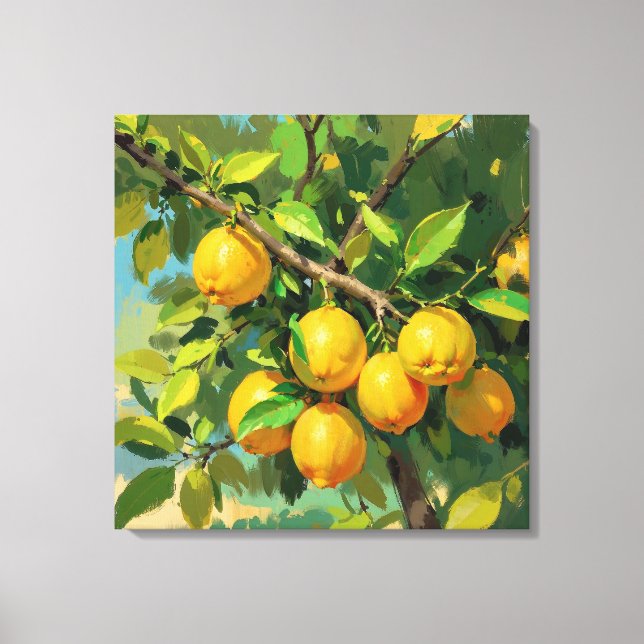 Toile Branche de citrons avec fruits jaune vif (Recto)