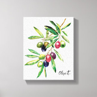 Toile Branche d'olive aquarelle