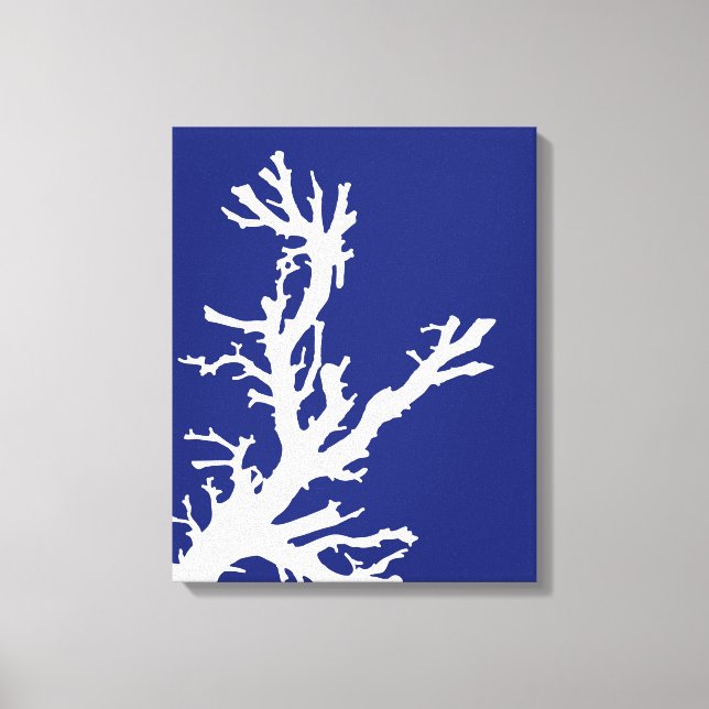 Toile Branche du corail, bleu marine et blanc (Recto)
