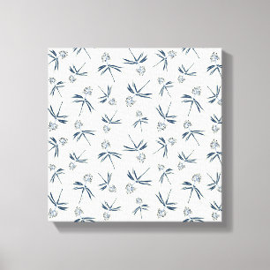 Toile Branches bleues sur crème - motif sans soudure.