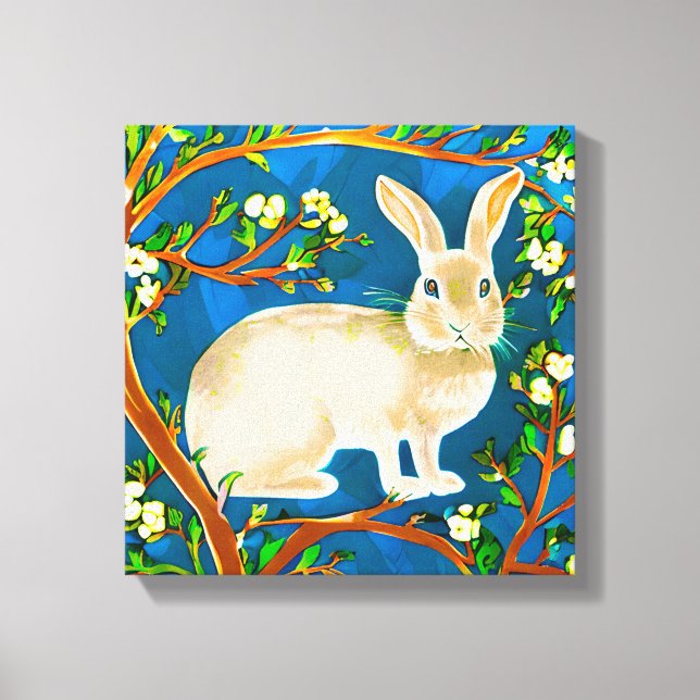 Toile Branches de lapin sauvage et de fleurs (Recto)