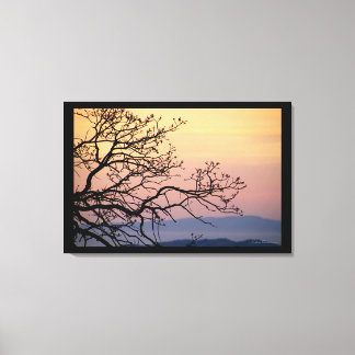 Toile Branches de Silhouette de coucher de soleil par Si