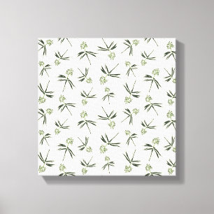 Toile Branches vertes sur crème - motif sans soudure