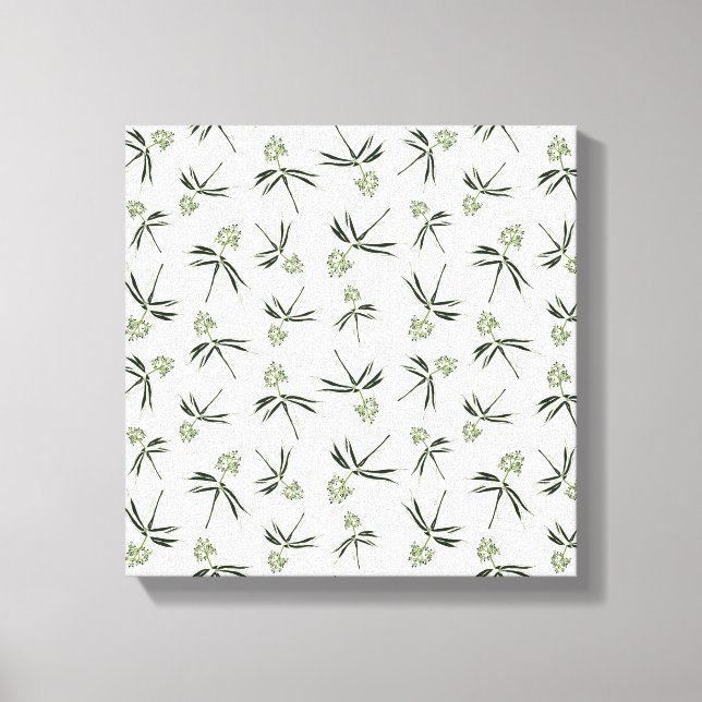 Toile Branches vertes sur crème - motif sans soudure (Recto)