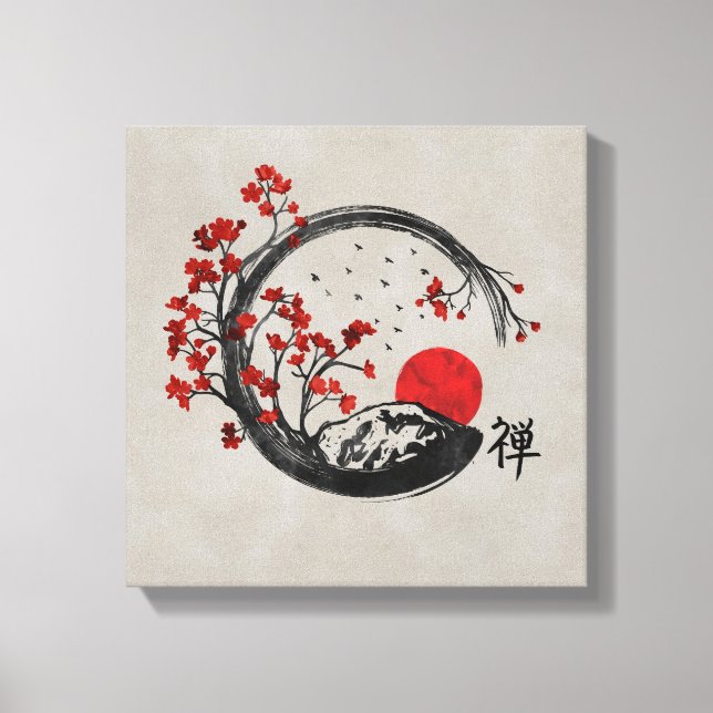 Toile Branches Zen Enso Circle et Sakura (Recto)
