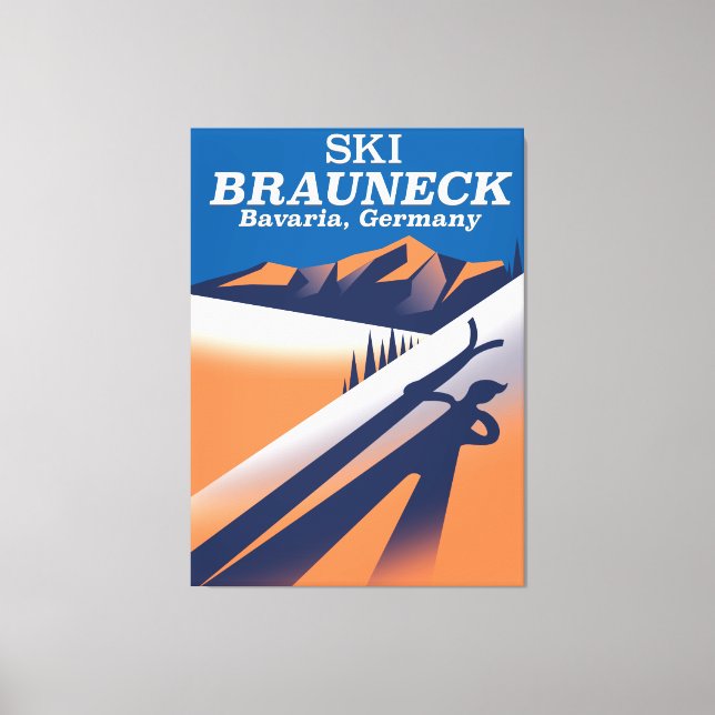 Toile Brauneck Bavière, affiche de ski vintage. (Recto)