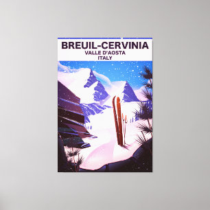 Toile Breuil-Cervinia,Valle d'Aoste, Italie,affiche de s