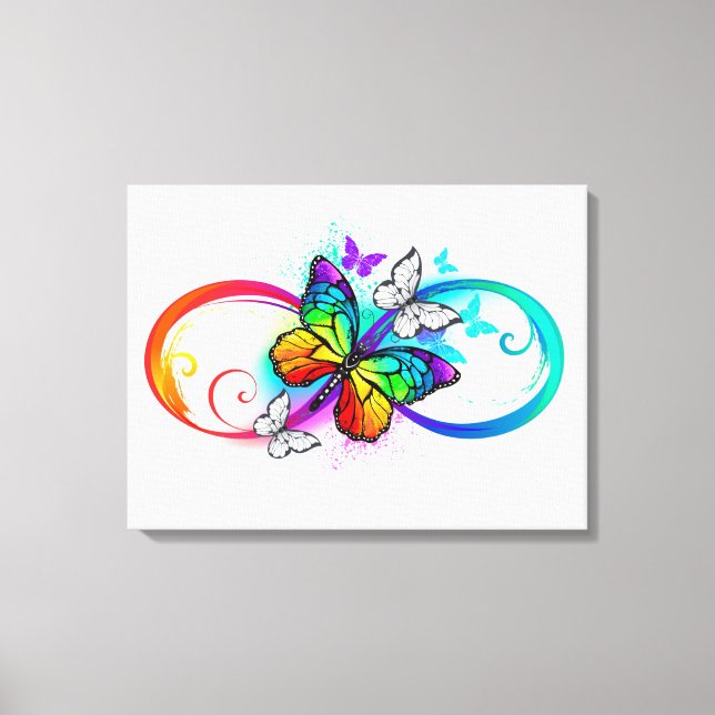 Toile Bright infinity with rainbow butterfly (Recto)