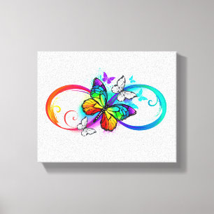 Toile Bright infinity with rainbow butterfly
