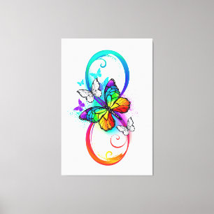 Toile Bright infinity with rainbow butterfly