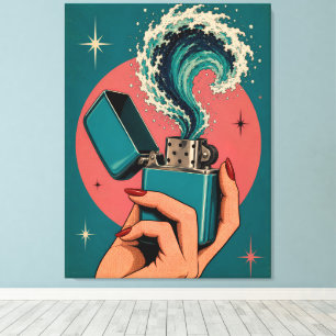 Toile Briquet d'art pop surréaliste rétro avec vague océ