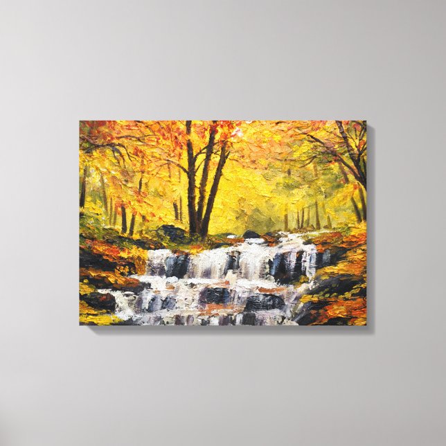Toile Brisk Automne Cascade Cascade Paint Wall Art (Recto)