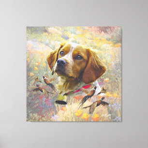 Toile Brittany Spaniel Art, Chasse de faisan