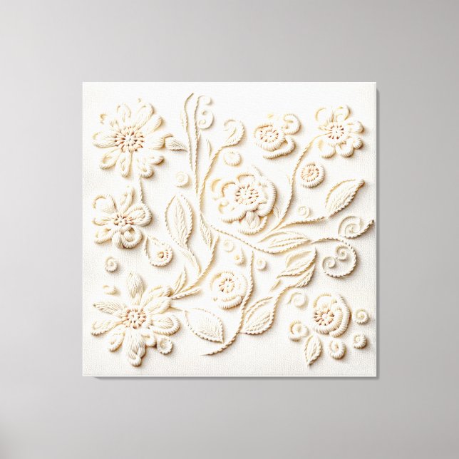 Toile Broderie florale ivoire (Recto)