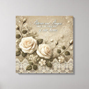 Toile Broderie Rose Blanche art IA