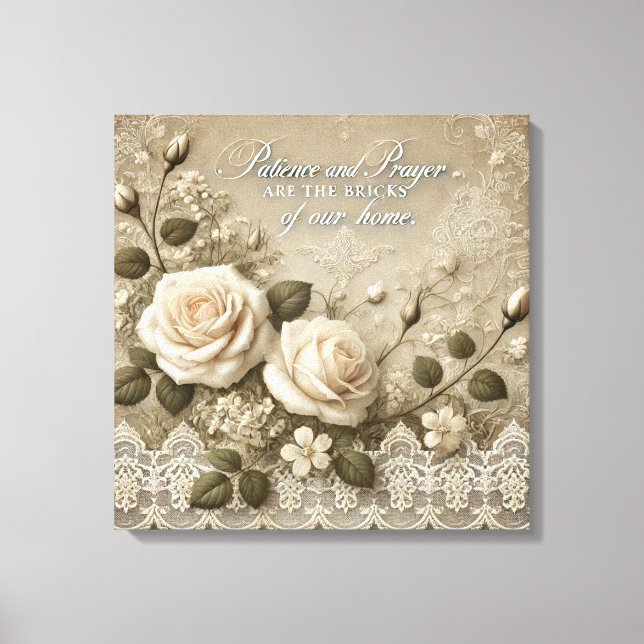 Toile Broderie Rose Blanche art IA  (Recto)