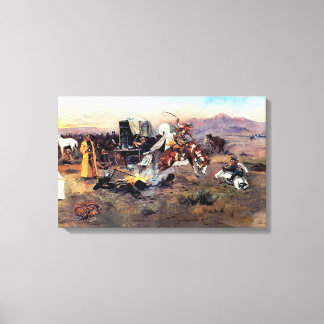 Toile Bronc dans le camp de vache par Charles M. Russell