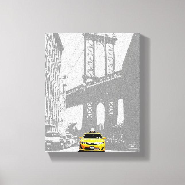 Toile Brooklyn Bridge New York City Taxi jaune Nyc (Recto)