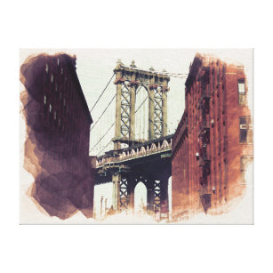 Toile Brooklyn Bridge NYC Watercolor Peinture Canvas
