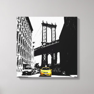 Toile Brooklyn Bridge Taxi jaune New York City Nyc