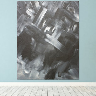 Toile Brosses Abstraites monochromes noir et blanc