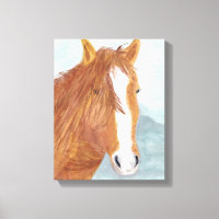 Brown Wild Horse Blue Mountain Lake - acrylique.