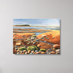 Toile Browns/Greens peinture de bord de mer moderne