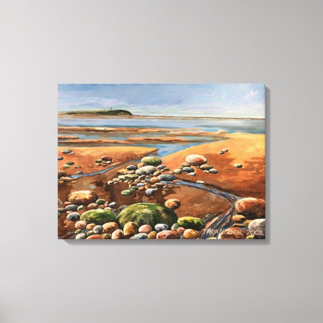 Toile Browns/Greens peinture de bord de mer moderne (Recto)