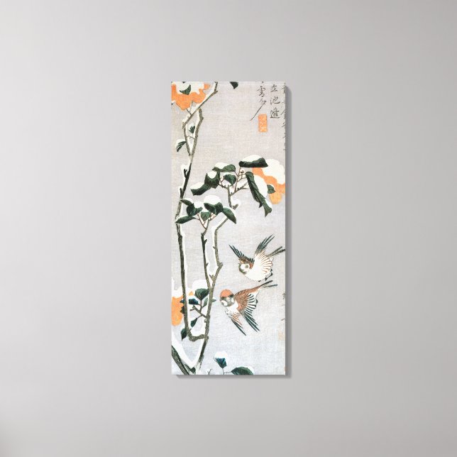 Toile Bruants et Camellia en Neige par Ando Hiroshige (Recto)