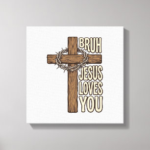 Toile Bruh Jésus T'aime Croix Vintage Chrétien Vecto