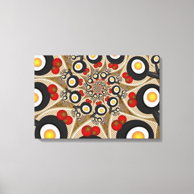 Toile Brunch Fractal Art Drôle Nourriture, Tomates, Oeuf (Recto)